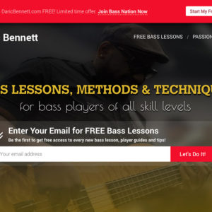 Screenshot of the Daric Bennett Bass Lessons website