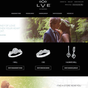Screenshot of the LVE Diamonds website